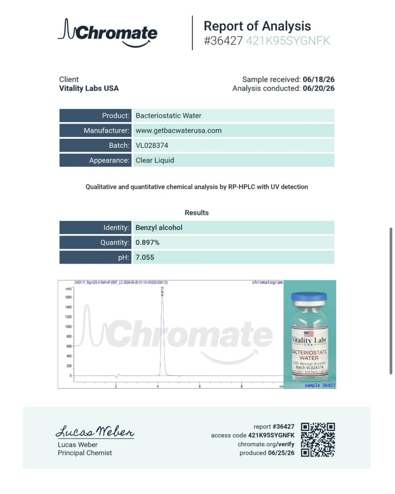 Bacteriostatic Water 10mL Vial - Image 2